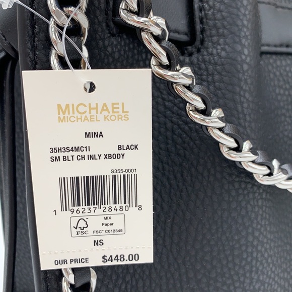 MICHAEL KORS MINA Small Belted
Chain Crossbody bag BLACK COLOR - Picture 12 of 13